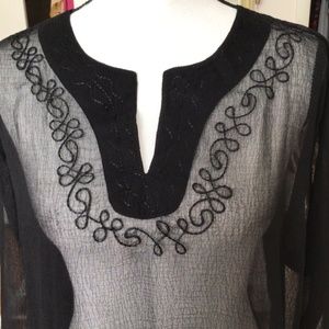 Black blouse and palazzo pants
